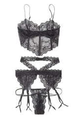 Coquette Queen Elegant Edge Bra & G-String Black