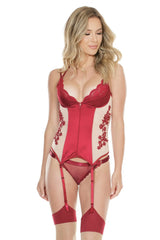 Coquette Gorgeous Satin Merrywidow Bustier Lace Up Back Merlot Red-Rebel Romance