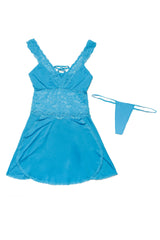 Coquette Beach Breeze Babydoll & G-String Blue