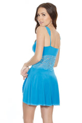 Coquette Queen Beach Breeze Babydoll & G-String Blue