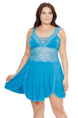 Coquette Queen Beach Breeze Babydoll & G-String Blue