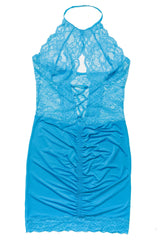Coquette Queen Beach Breeze Chemise Halter Blue