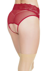 Coquette Queen Tease Me Crotchless Gartered Panty Red