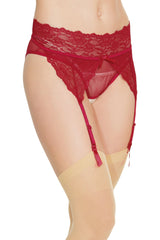 Coquette Tease Me Crotchless Gartered Panty Red