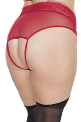 Coquette Tease Me Crotchless Gartered Panty Red
