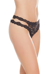 Coquette Queen Petite Peep Crotchless Thong Black