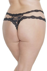 Coquette Queen Petite Peep Crotchless Thong Black