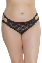 Coquette Queen Petite Peep Crotchless Thong Black