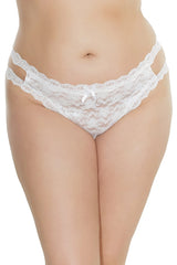Coquette Queen Petite Peep Crotchless Thong White