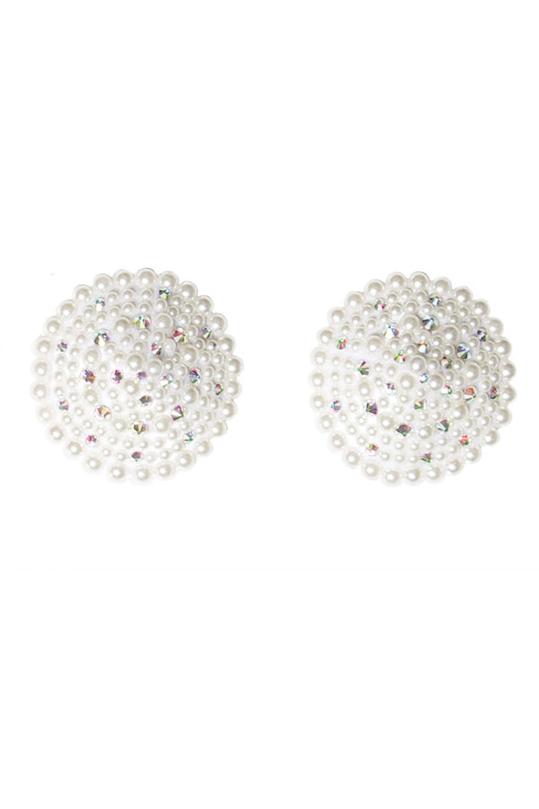Coquette Pearl & Rhinestones Round Reusable Pasties-Rebel Romance