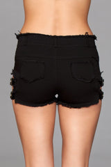 Be Wicked Buckled Down Denim Shorts Black
