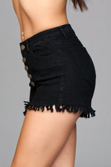 Be Wicked Fringed Button Up Shorts Black