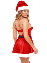 Oh la la Cheri Queen Holiday Vixen Marabou Chemise with Santa Hat