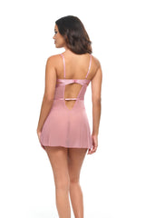 Oh la la Cheri Flora Unlined Underwire Lace Babydoll with Strap Details and Matching G-string Lilas