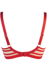 Sheer Stripe Unlined Bra Red