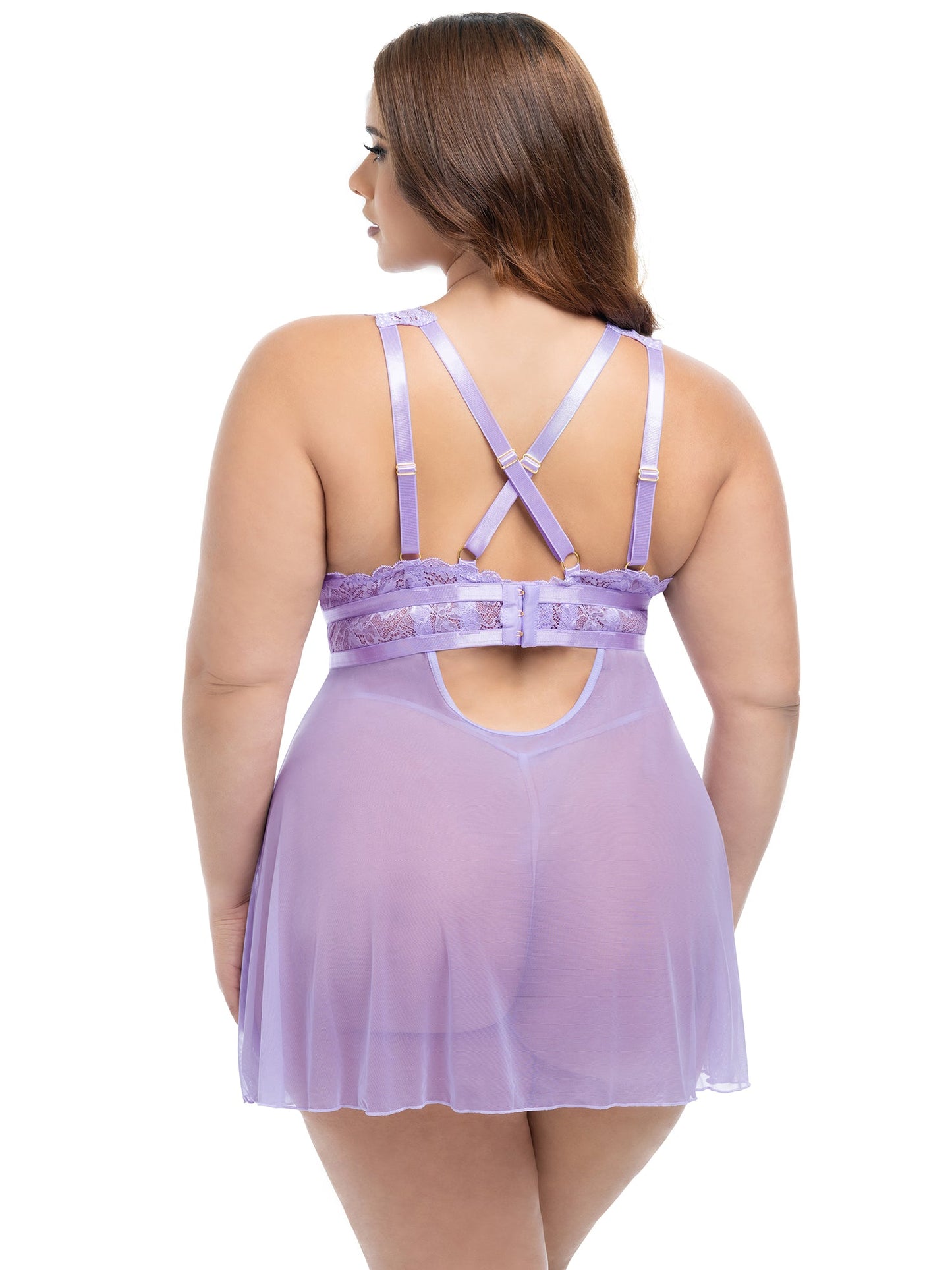 Oh la la Cheri Curvy Stassi Sheer Babydoll Purple Lavendula