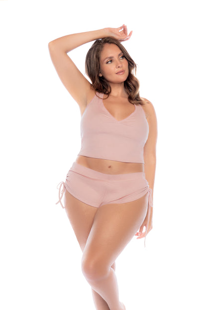 Mapale Lounge Plus Size 7570X Two Piece Pajama Set Rose