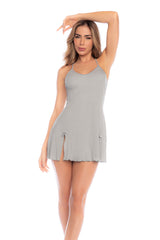 Mapale Lounge French For Love Sleep Chemise Nightie Grey-Rebel Romance