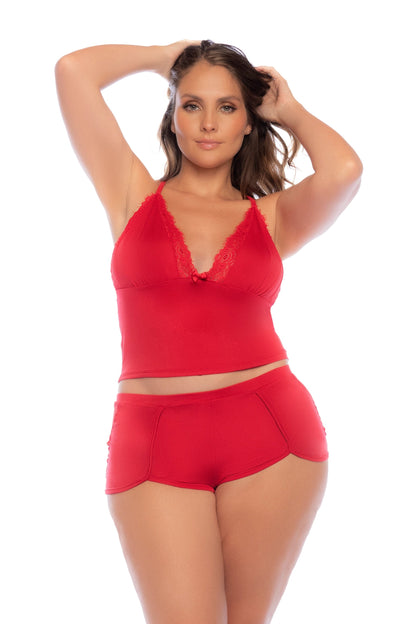 Mapale Lounge Plus Size 7593X Two Piece Pajama Set Red