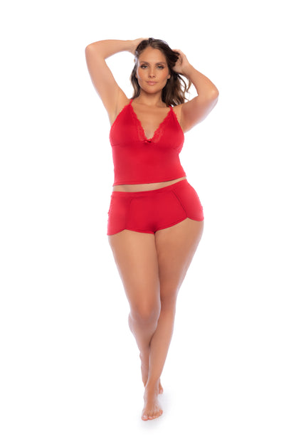 Mapale Lounge Plus Size 7593X Two Piece Pajama Set Red