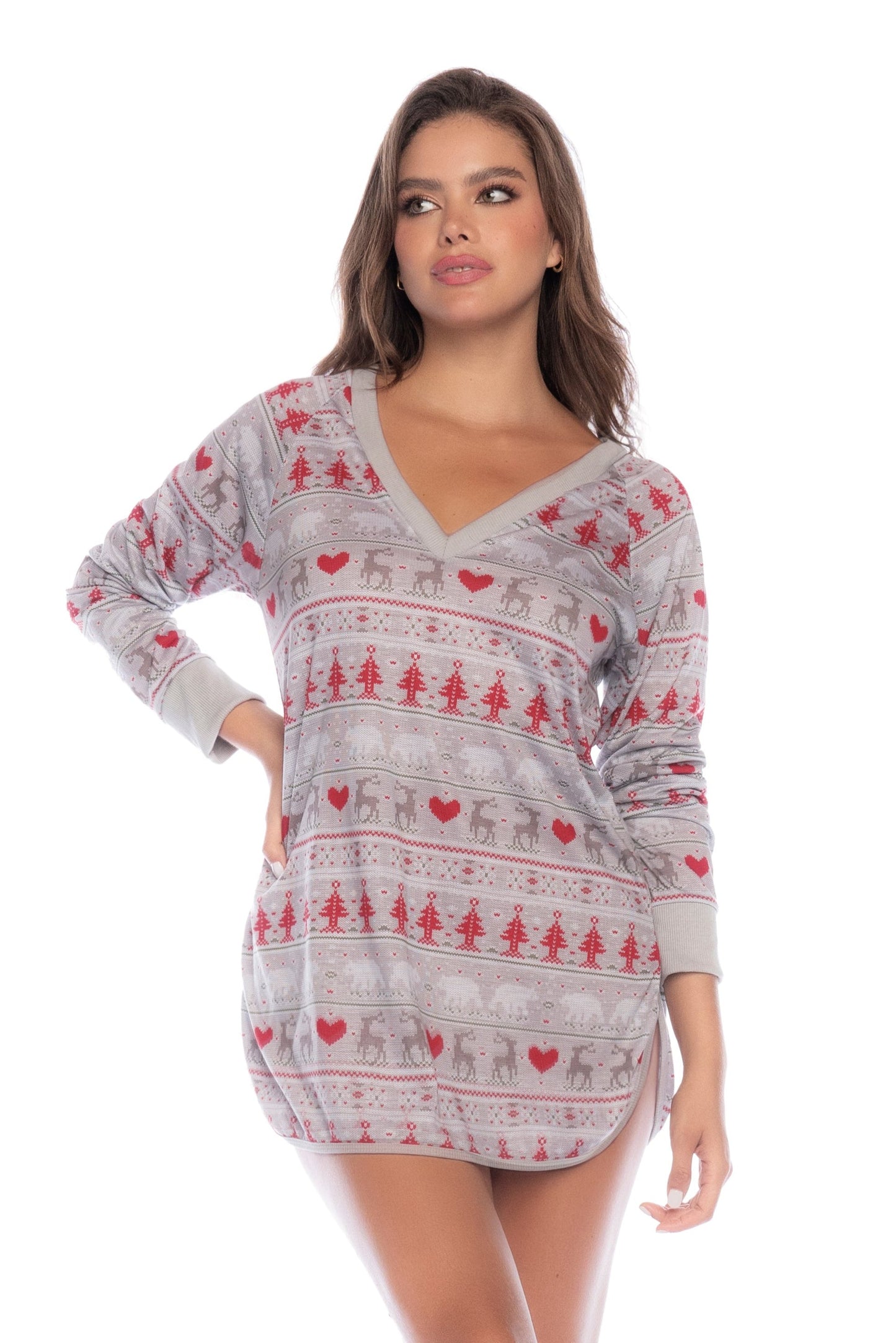 Mapale Lounge 7597 Sleep Chemise Nightie Holiday Print