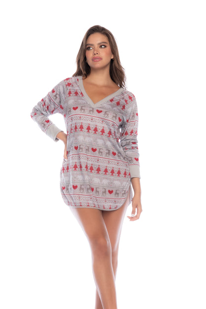 Mapale Lounge 7597 Sleep Chemise Nightie Holiday Print