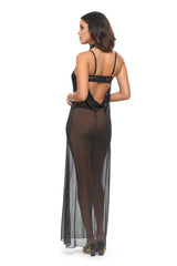Oh la la Cheri Tory Vinyl Padded Cup Cowl Neckline Gown with Collar and Piercing Ring Details Black