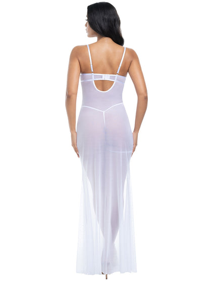 Oh la la Cheri Bridal Livia Sheer Gown & Garter Set White