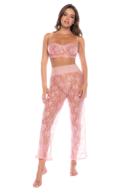 Mapale Lounge 7600 Two Piece Pajama Set Long Pants Rose