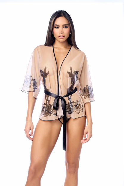 Mapale Edgy Robe Sheer Printed Mesh Panther