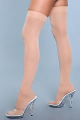 BeWicked Opaque Nylon Thigh Highs Nude