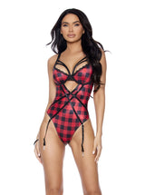 Elegant Moments Holiday Buffalo Plaid Strappy Cups Teddiette Teddy Red Black