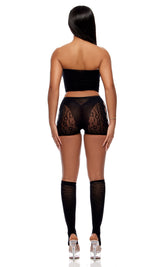 Forplay Lingerie Cross Your Mind Top and Briefs Bodystocking Lingerie Set Black