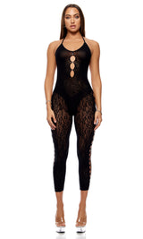 Forplay Lingerie Queen Cross Your Mind Capri Bodystocking Black