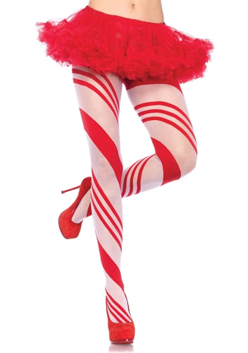 Leg Avenue Spandex Sheer Candy Striped Pantyhose Holiday