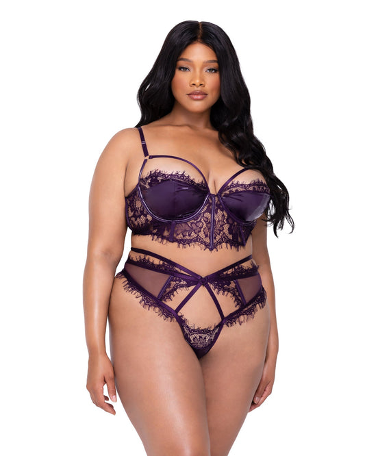 Roma Confidential Queen Sugar Plum Bra Set Eyelash Lace Purple 1X