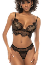 Mapale Tabitha Sexy Eyelash Lace Wirefree Bralette Bra Set Black-Rebel Romance