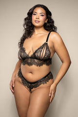 Fantasy Lingerie Opulence Pearl Bra & Crotchless Panty Set Queen