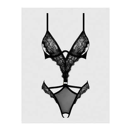 House of Desire Nadia Lace & Mesh Cutout Teddy Black Small