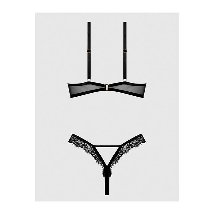 House of Desire Nadia Lace & Mesh Cutout Teddy Black Small