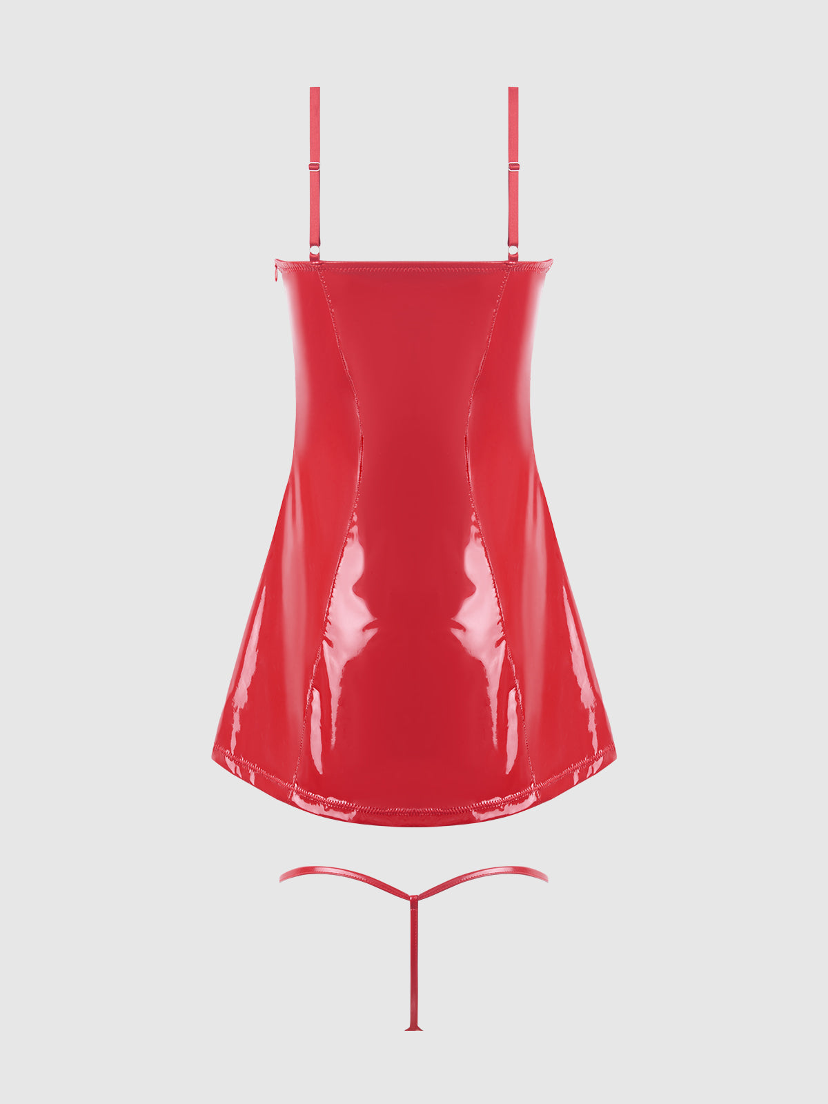 House of Desire Trinity Patent Chemise & G-String Set Red 1X2X
