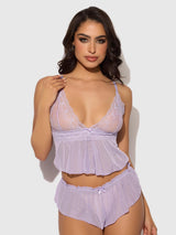 House of Desire Vivienne Cami and Tap Short Set Lavender 1X/2X