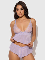 House of Desire Vivienne Cami and Tap Short Set Lavender 1X/2X