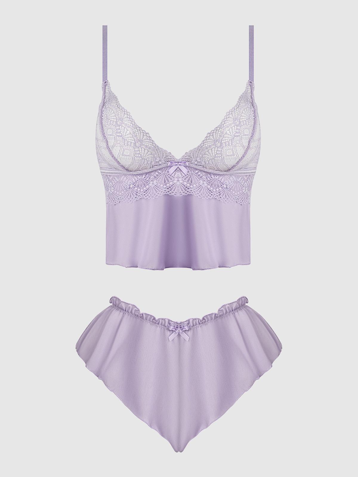 House of Desire Vivienne Cami and Tap Short Set Lavender 1X/2X