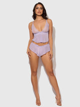 House of Desire Vivienne Cami and Tap Short Set Lavender 1X/2X
