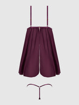 House of Desire Yasmine Shine Mesh Open Cup Babydoll Plum Small