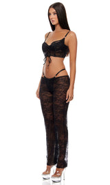 Forplay Layer of Seduction Layered Lace Longline Bra and Pants Lingerie Set