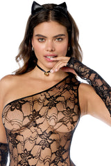 Mapale Sultry Black Cat Girl Costume Bodysuit Set S/M