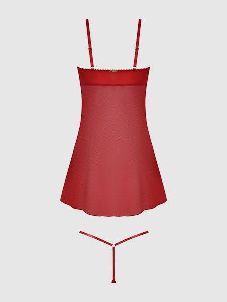 House of Desire Angelina Babydoll Kiss Lips Embroidery Red Small
