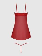House of Desire Angelina Babydoll Kiss Lips Embroidery Red Small